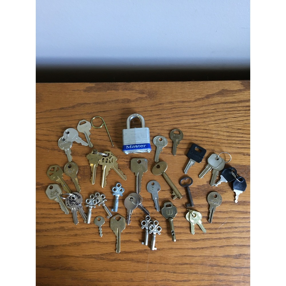 Vintage Key Lot Assorted Brands Master Skeleton Barrel Keys Steampunk